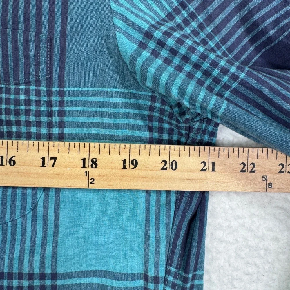 J Crew Shirt Mens M Short Blue Plaid Slim Fit Long Sleeve Button‎ Down Classic
